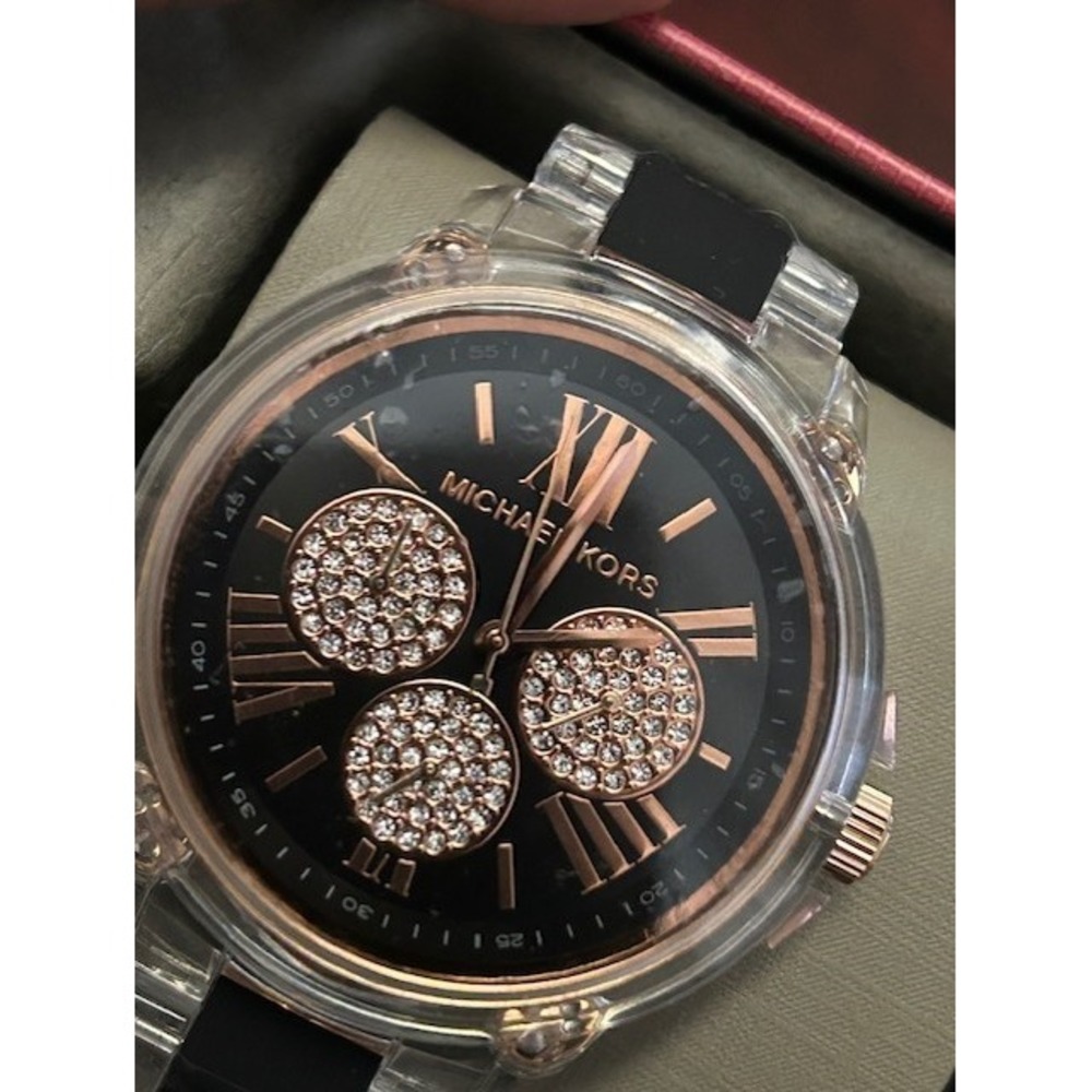 NWT Michael Kors Rose Gold & Clear Watch w/Pave Crystals MK 6676 MSRP $250 - Picture 2 of 7